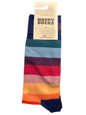 Happy Socks Crew M8-12  W10-12.5 NWT  Rainbow Mid Crew